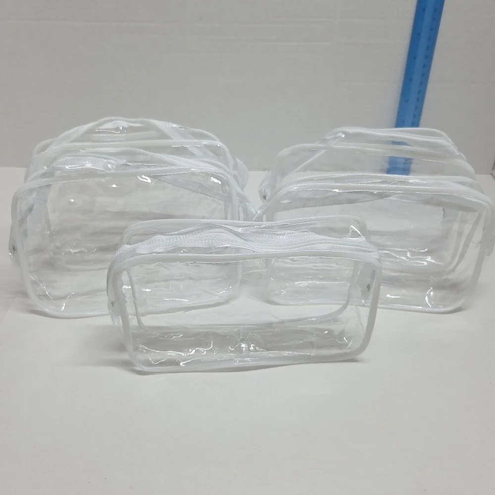 5 Pk Clear Transparent Cosmetic Bag Set